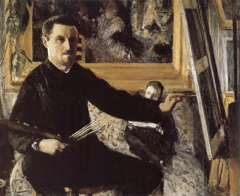 Gustave Caillebotte The self-portrait in front of easel Germany oil painting art